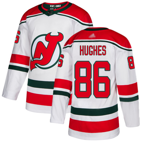Adidas Devils #86 Jack Hughes White Alternate Authentic Stitched Youth NHL Jersey